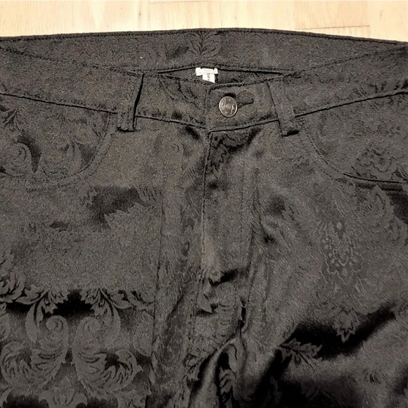 The Dark Angel Vampire Goth Damask Jacquard Straight Leg Trousers - Picture 3 of 8